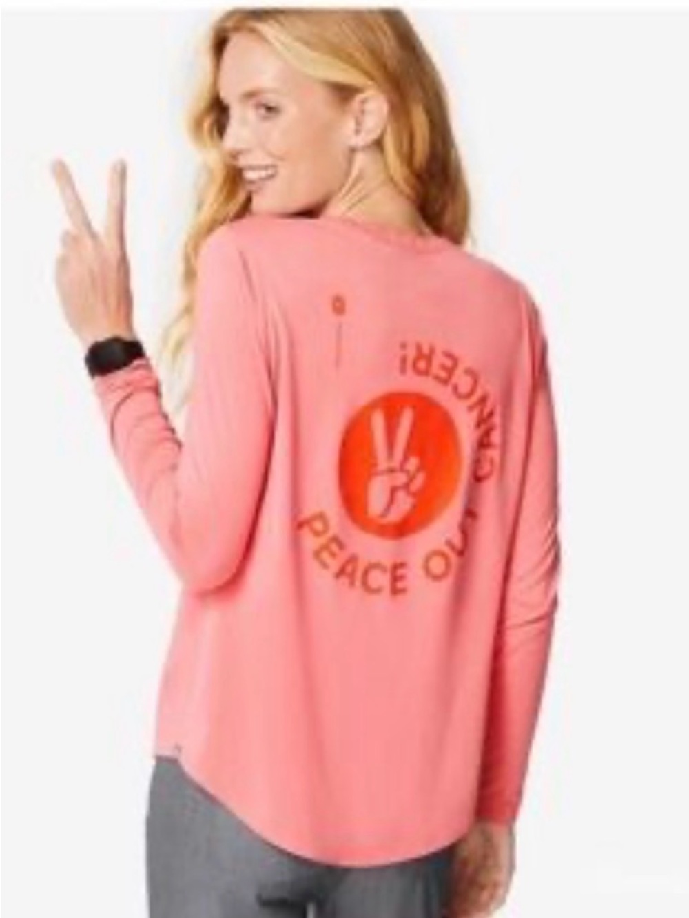 Figs Long Sleeve Tee in Pink with Red Graphic